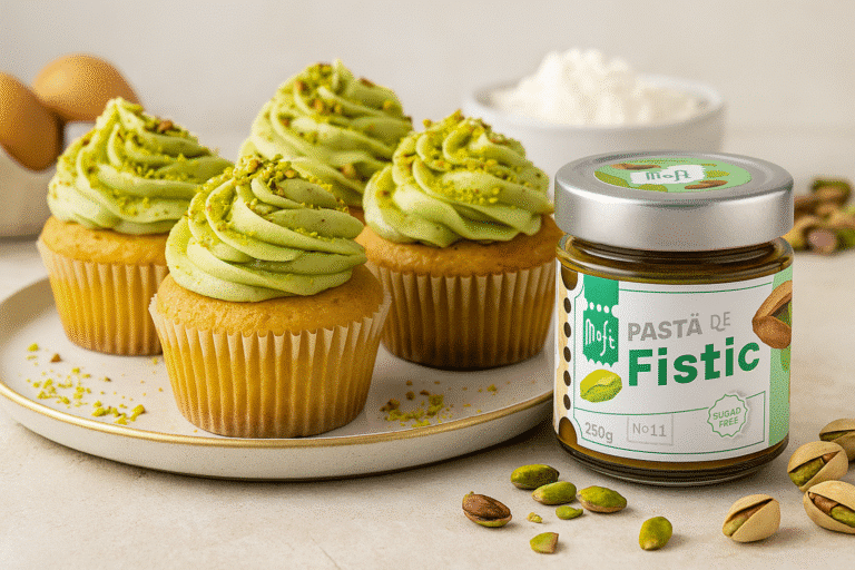 Cupcakes cu pastă de fistic Moft