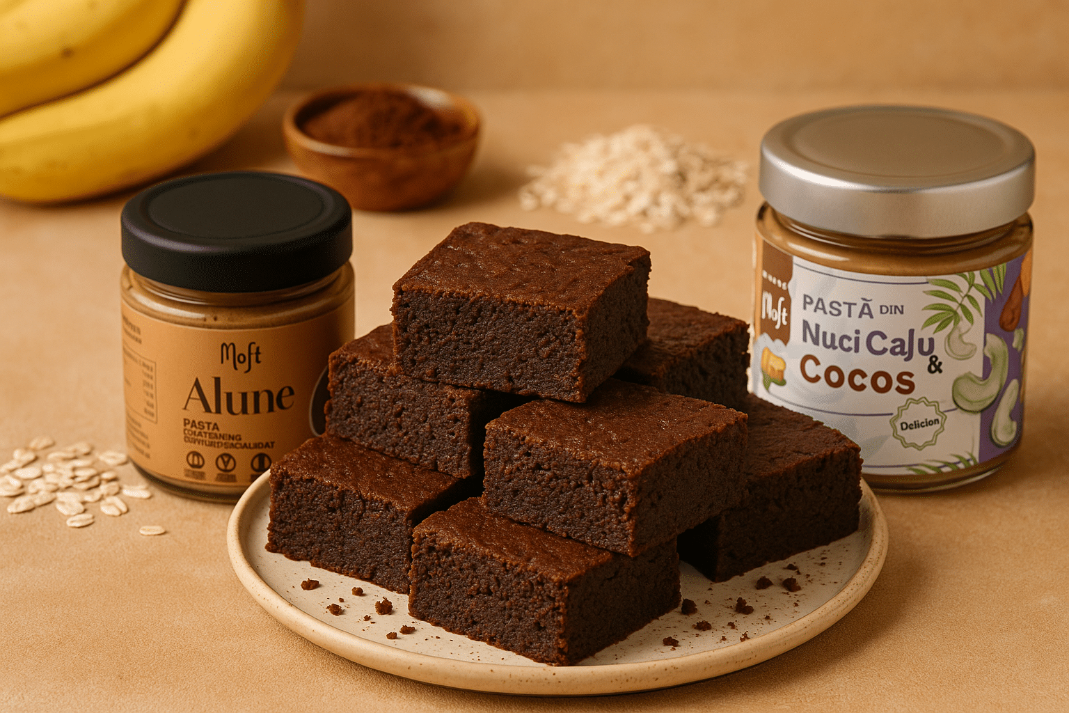 Brownie Vegan MOFT Alune Nuci Cocos