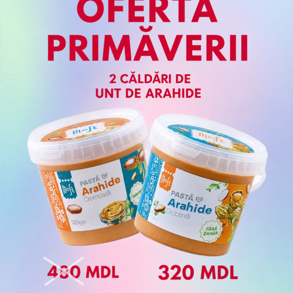 Ofertă specială: 2 căldări de unt de arahide de 1Kg
