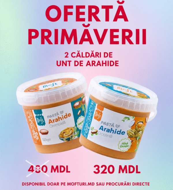 Ofertă specială: 2 căldări de unt de arahide de 1Kg