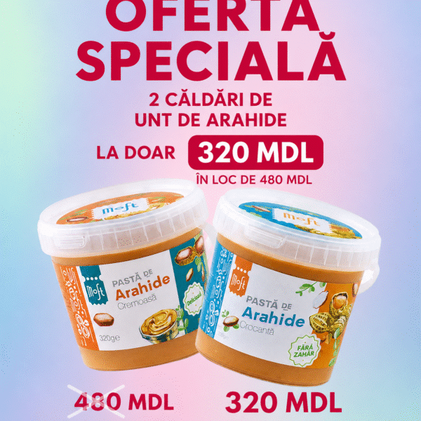 Ofertă specială: 2 căldări de unt de arahide de 1Kg