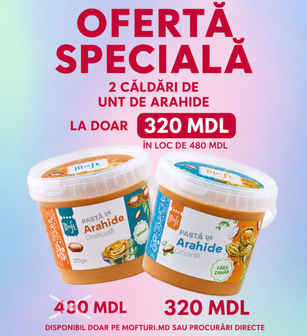Ofertă specială: 2 căldări de unt de arahide de 1Kg